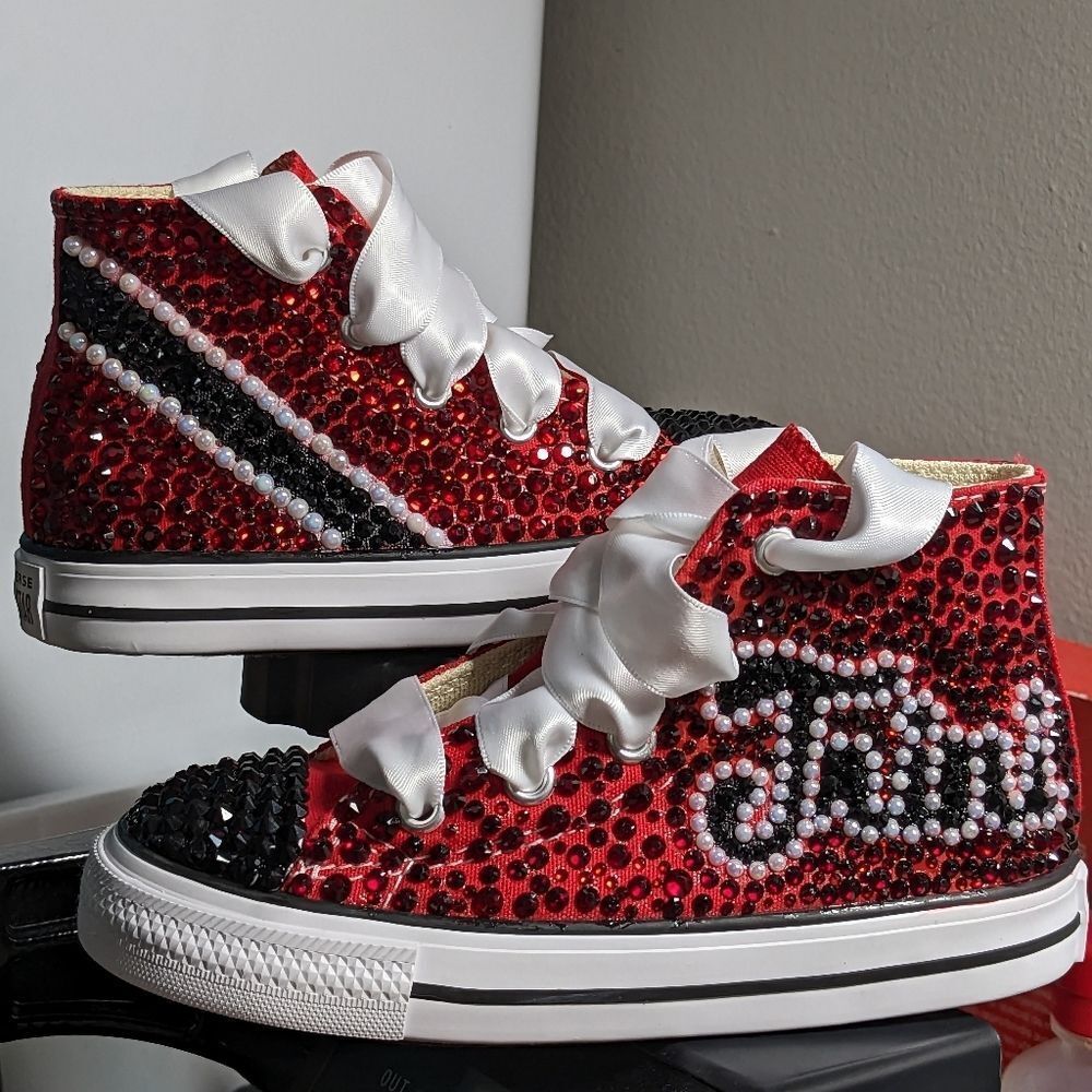 Custom order - toddle Converse Trinidad flag and matching keychain